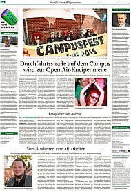 Die Campusseite in der Thüringer Allgemeinen vom 29. Juni 2015
