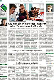 Die Campusseite in der Thüringer Allgemeinen vom 28. September 2015
