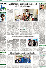 Die Campusseite in der Thüringer Allgemeinen vom 25. April 2016