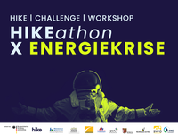 Plakat: HIKE | Challenge | Workshop - HIKEathon X Energiekrise. Unterer Rand: Partner-Logos