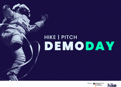 Plakat HIKE | Pitch Demo Day. Unterer Rand: Logo Bundesministerium für Forschung und Bildung, HIKE