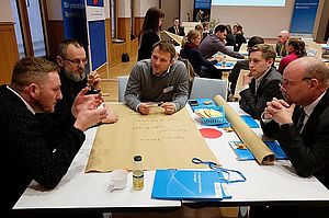 Studierende des Masterstudiengangs Innovations- und Changemanagement der Hochschule Nordhausen stellten ihre Kommunikations- und Moderationskompetenzen in einer Großgruppenveranstaltung des Regionalbeirats für Arbeitsmarktpolitik vor.