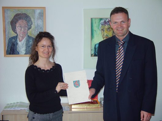 Prof. Dr. Margit Stein nach ihrer Ernennung durch den Präsidenten der FHN,  Jörg Wagner