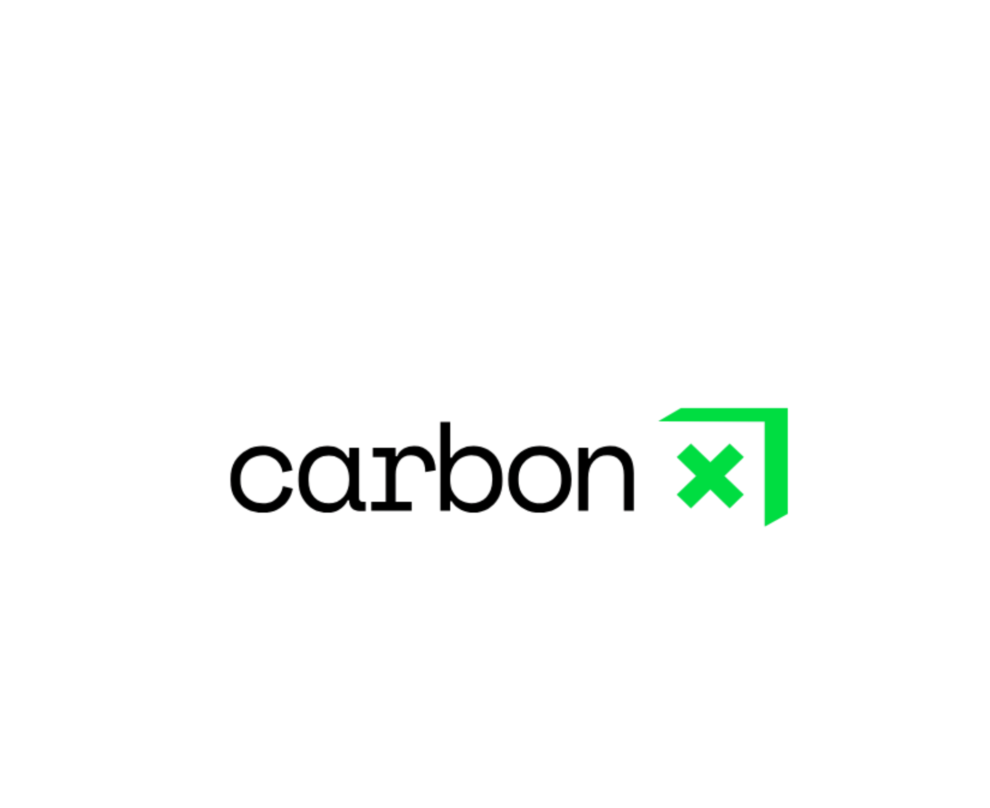 Modernes Logo mit Text "carbon" grünem Symbol "x"