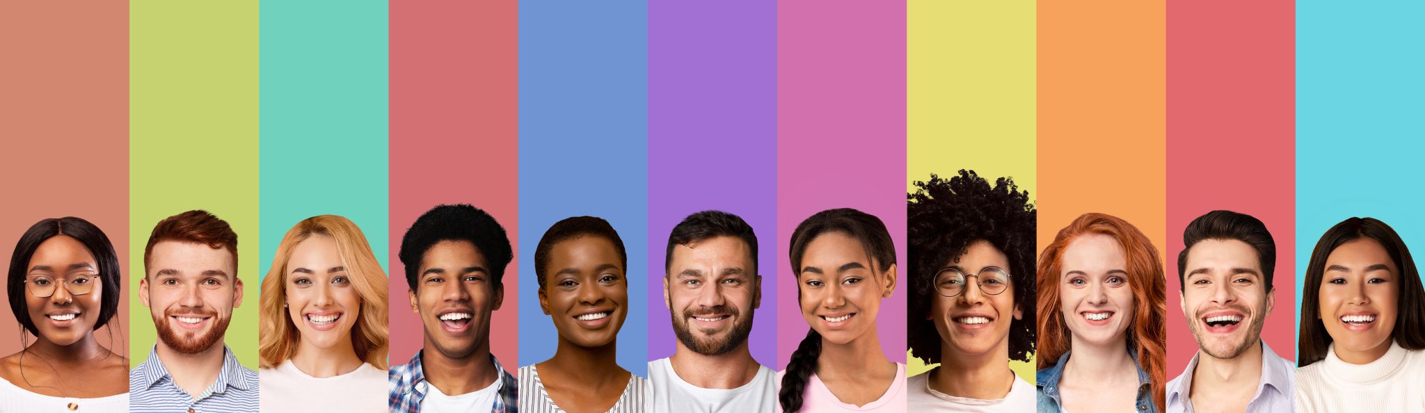 Diversity of young people with a smile