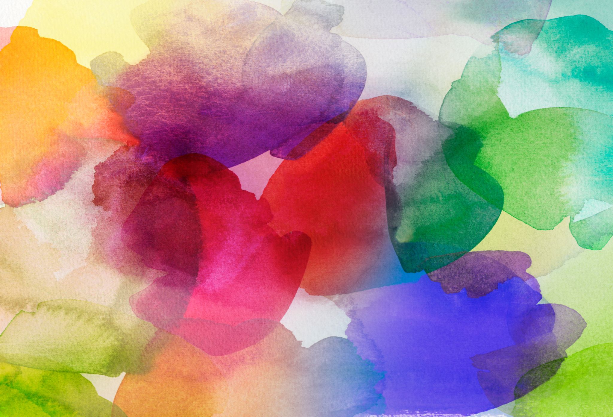 Colourful watercolour stains on paper